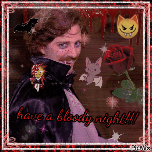 Vampire With Bloody Night Text