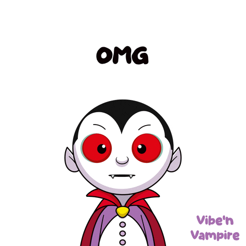 Vampire with Red Eyes Saying Omg