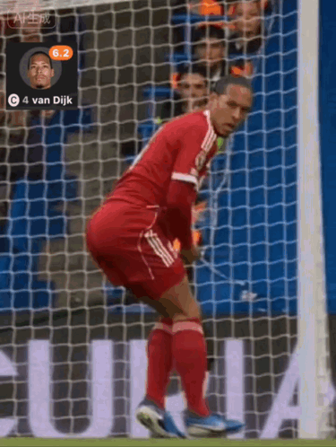 Van Dijk Soccer Player At Goal Net GIF