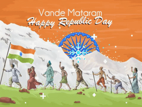 Vande Mataram Happy Republic Day Poster With People GIF