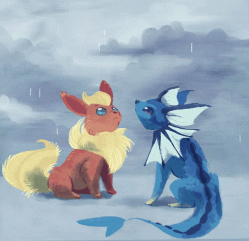 Vaporeon And Flareon Raining GIF