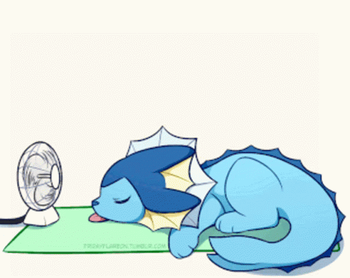 Vaporeon Water Pokemon Sleeping With Fan GIF