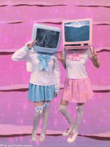 Vaporwave Aesthetic Monitor Girls GIF