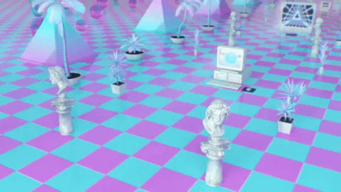Vaporwave Checkered Pyramid GIF