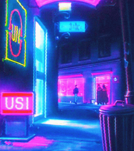 Vaporwave Night Time Neon Signs GIF