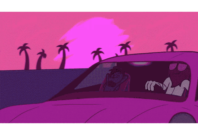 Vaporwave Road Trip GIF