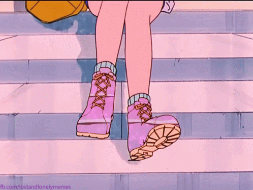 Vaporwave Staircase Boots GIF
