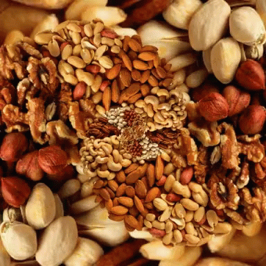 Variety of Nuts Peanuts and Almonds