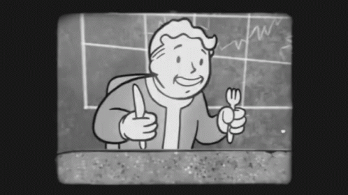 Vault Boy Holding Knife And Fork GIF