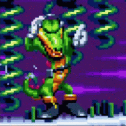 Vector The Dancing Crocodile In Pixel Art GIF