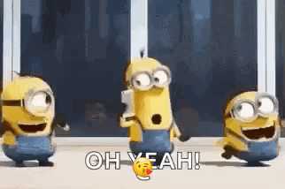 Vector Oh Yeah Dancing Three Minions GIF
