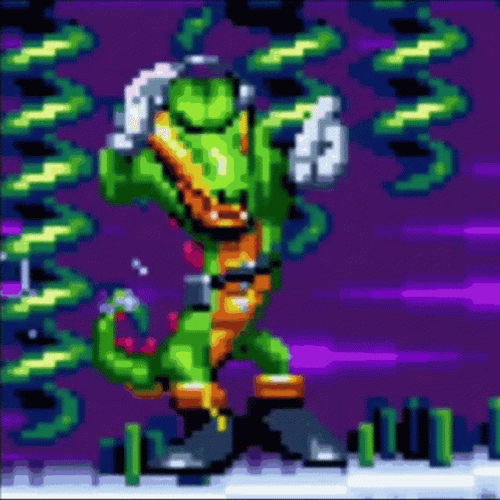 Vector The Dancing Crocodile In Pixel Art GIF