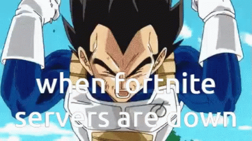 Vegeta From Dragon Ball Z Is Holding His Hands Up In The Air While Playing Fortnite . GIF