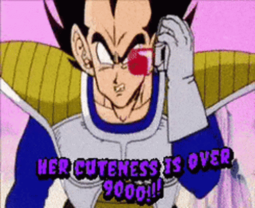 Vegeta Her Cuteness Is Over 9000 Crushes Scouter GIF