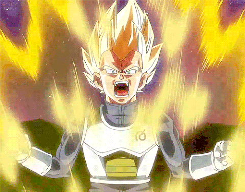 Vegeta Ultra Ego Flowing Yellow Aura GIF