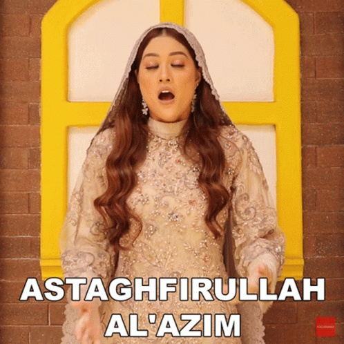 Veiled Woman Saying Astaghfirullah Al'azim at Yellow Window