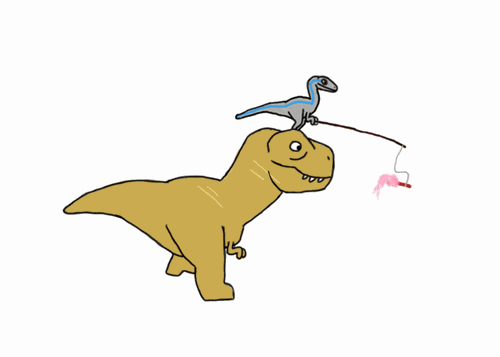 Velociraptor On T Rex GIF