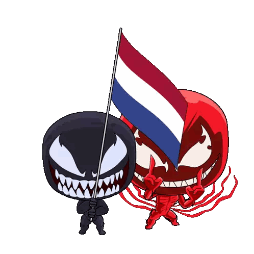 Venom and Carnage Holding Flags