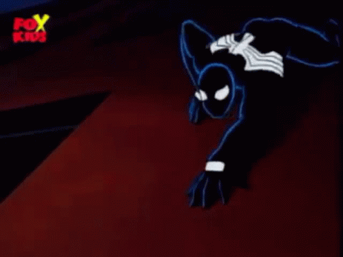 Venom Is Holding A Piece Of Paper In His Hand In A Cartoon . GIF