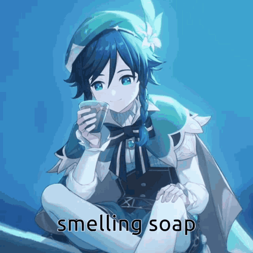 Venti Smelling The Soap GIF