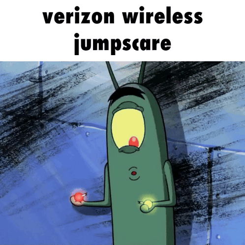 Verizon Wireless Jumpscare Is Written On A Cartoon Character GIF