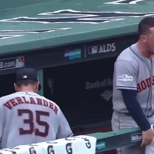 Verlander Baseball Player in Dugout