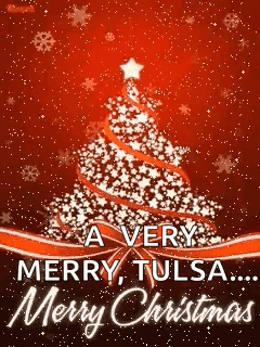 Very Merry Tulsa Merry Christmas Card With Star Tree