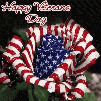 Veterans Day Card With American Flag Flower