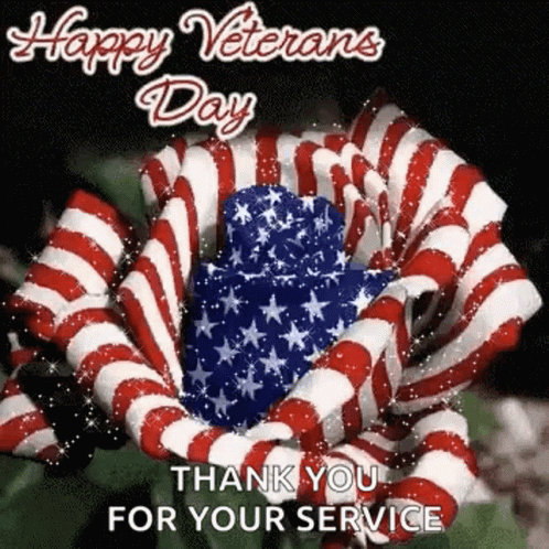Veterans Day Greeting Card with American Flag Flower
