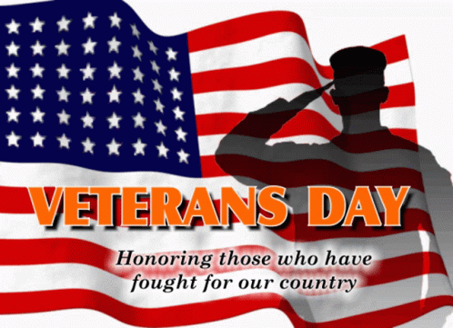 Veterans Day Poster American Flag Saluting Soldier