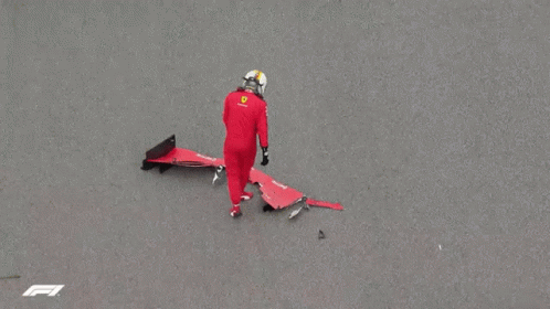 Vettel Leclerc Collision Debrie GIF