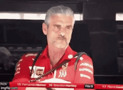 Maurizio Arrivabene Vettel Leclerc Collision GIF