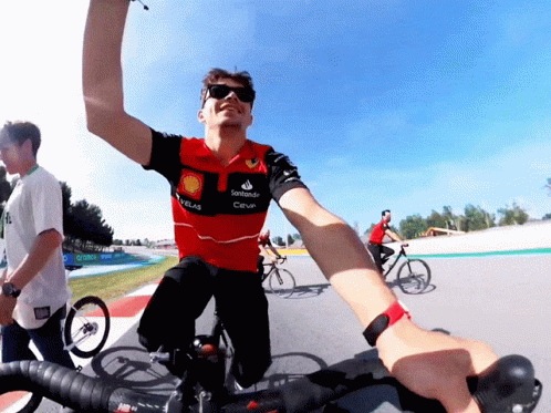 Vettel Leclerc Collision Charles On Bike GIF