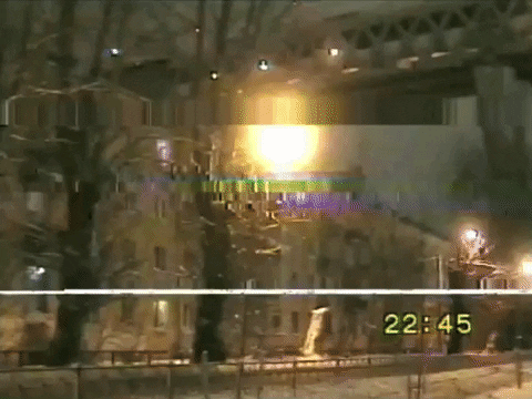 Vhs Effect City Cat Entering A Hole GIF