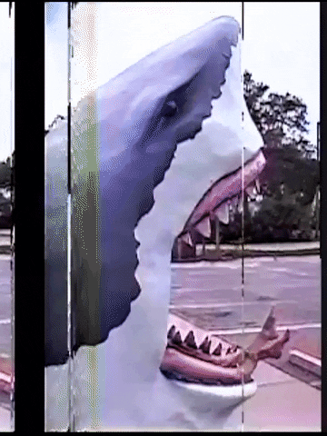 Vhs Effect Shark Statue GIF