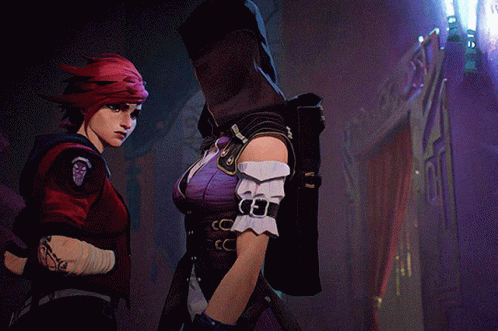 Vi Arcane Walks Past Caitlyn With A Sad Face GIF