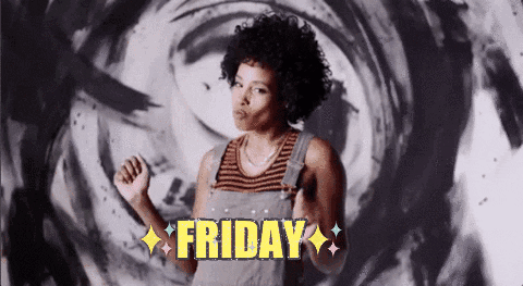 Vibrant Afro Haired Woman Friday Happy Dance GIF