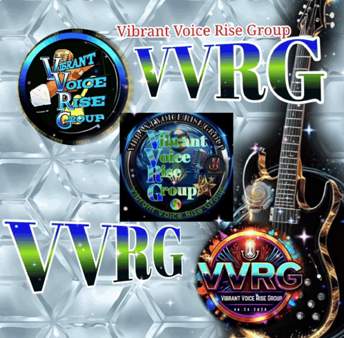 Vibrant Voice Rise Group Logo With A Guitar In The Corner GIF