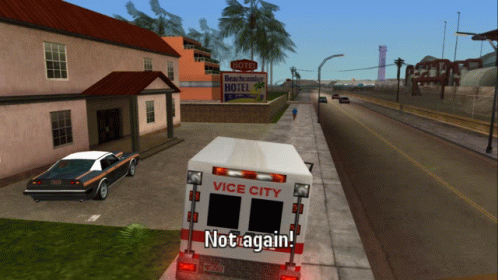 Vice City Ambulance in Front of Beachside Hotel