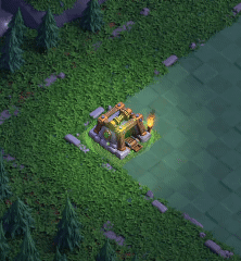 Video Game Building Surrounded by Trees and Grass