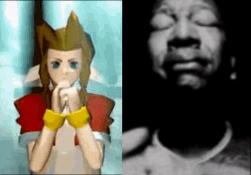 Video Game Character And Black And White Photo Of Man's Face GIF