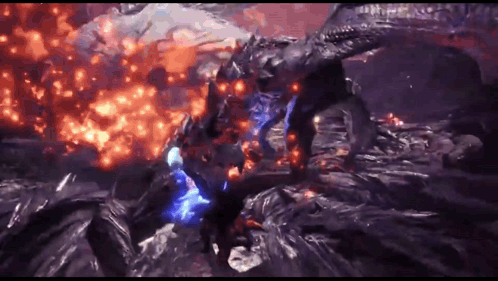 Video Game Character Attacked by Giant Dragon