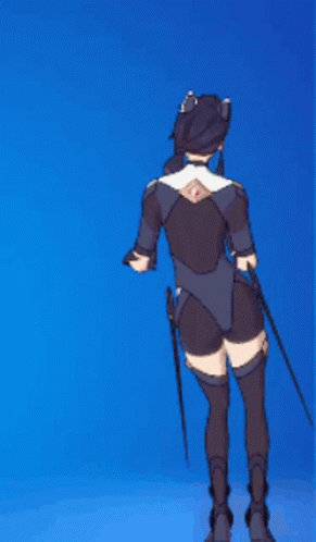 Video Game Character Dancing on Blue Background