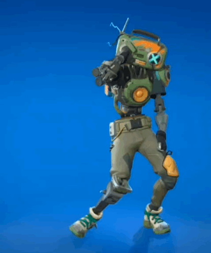 Video Game Character Dancing With Boombox on Head