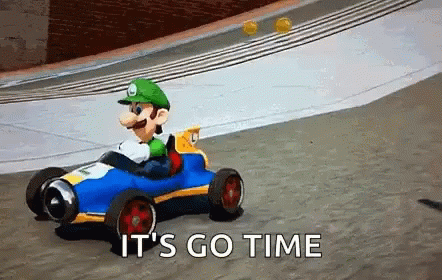Video Game Character Driving Race Car It's Go Time