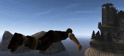 Video Game Character Flying Through Air GIF