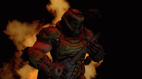 Video Game Character Holding Guitar