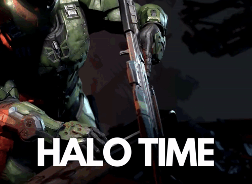 Video Game Character Holding Rifle Halo Time