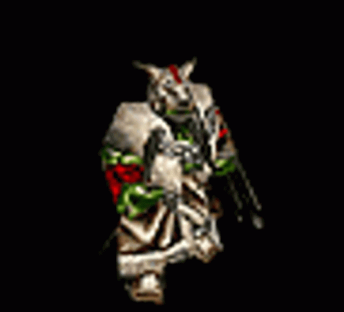 Video Game Character Holding Sword and Shield