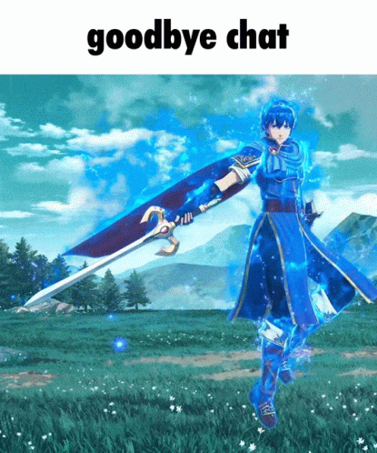 Video Game Character Holding Sword And Shield Saying Goodbye Chat GIF